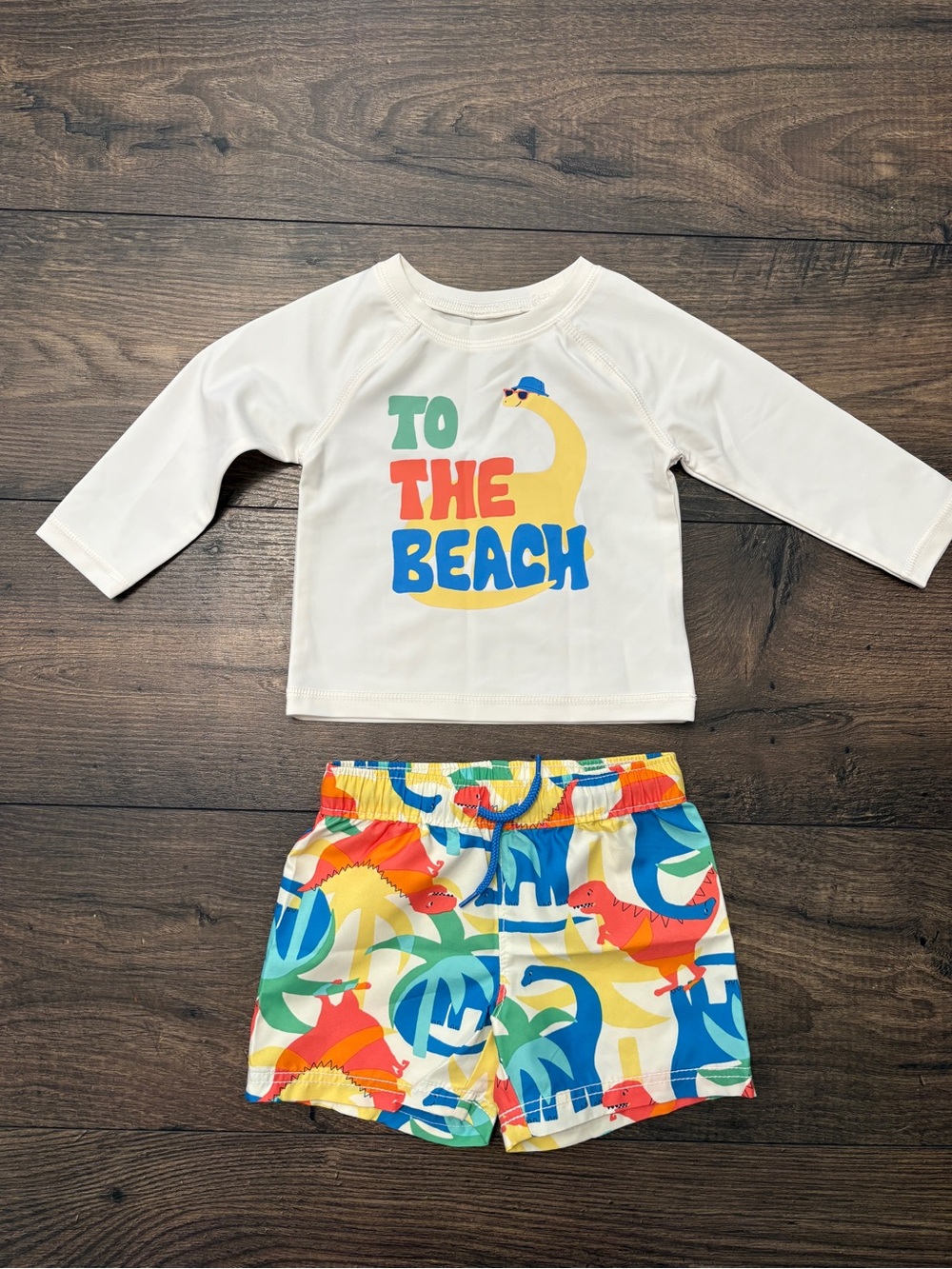 🌴 Old Navy Dinosaur Rash Guard Swim Set 6–12 Months